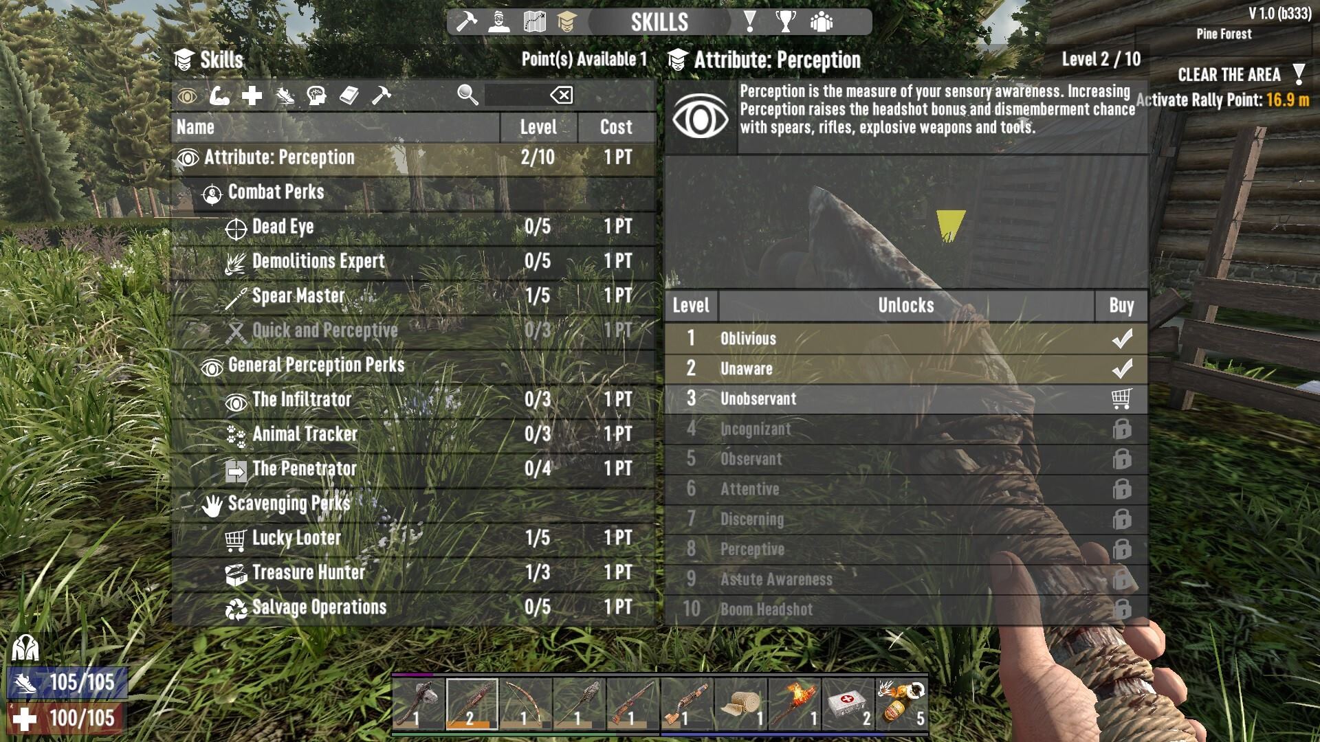 Upgradable skills menu