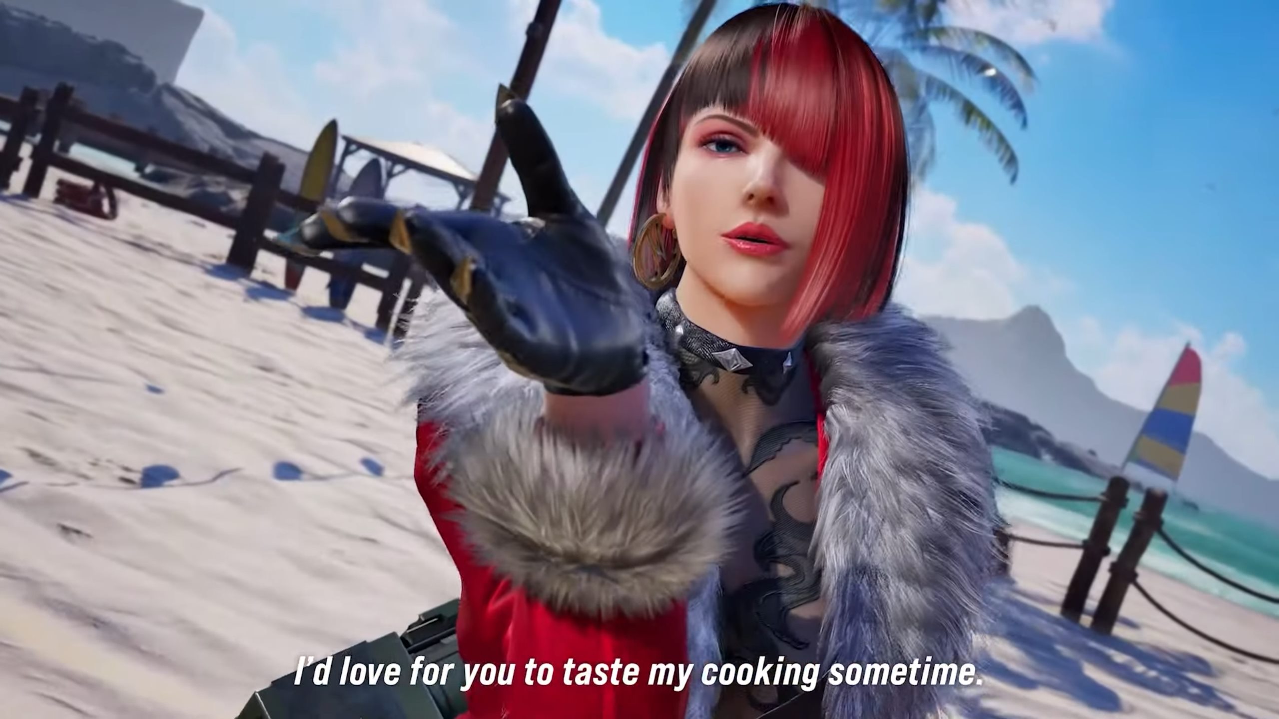 One of Anna Williams' Tekken 8 win quotes on the beach stage