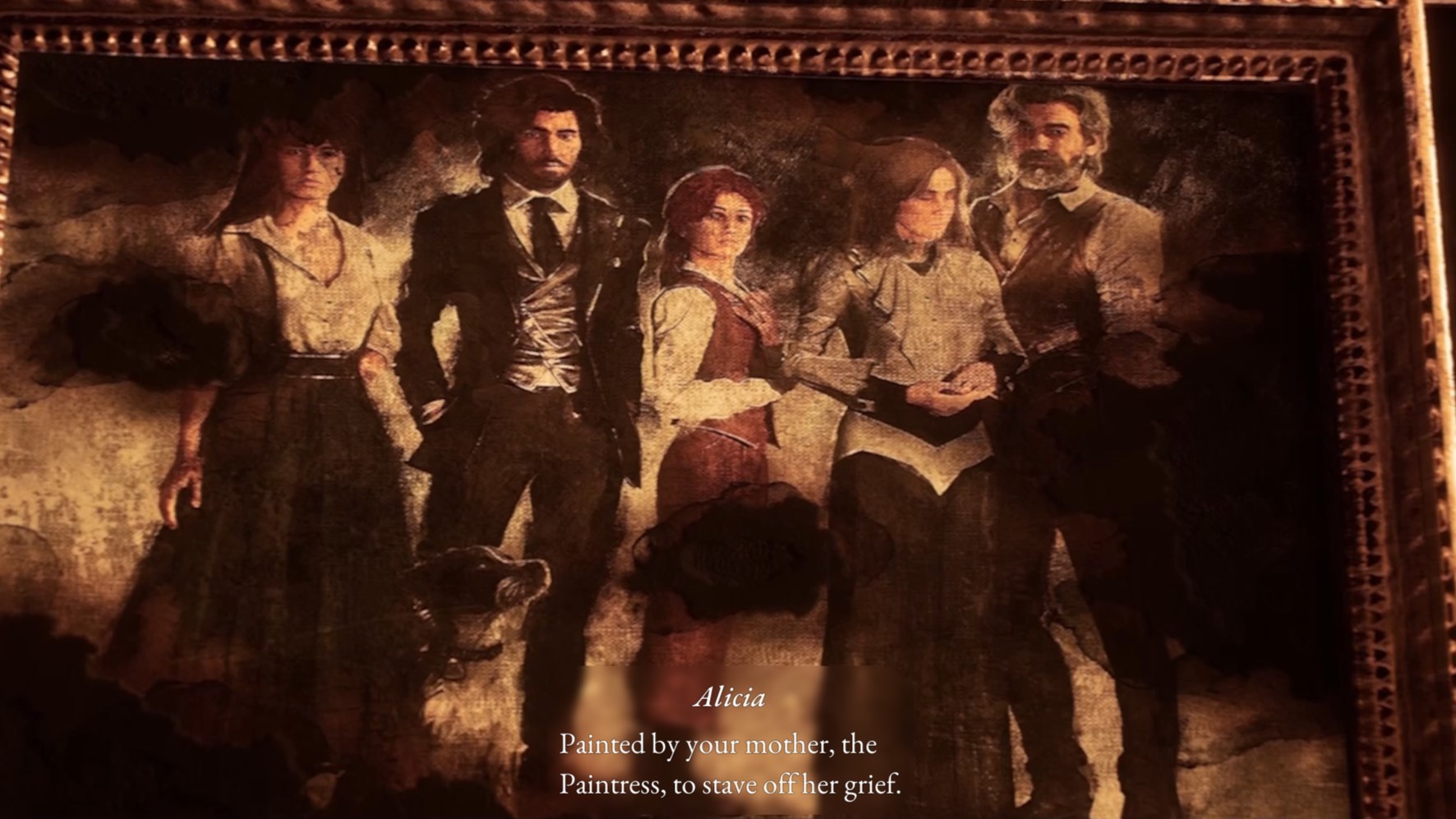 A painting of the Dessendre family made by Aline, the Paintress within the world of Clair Obscur: Expedition 33.