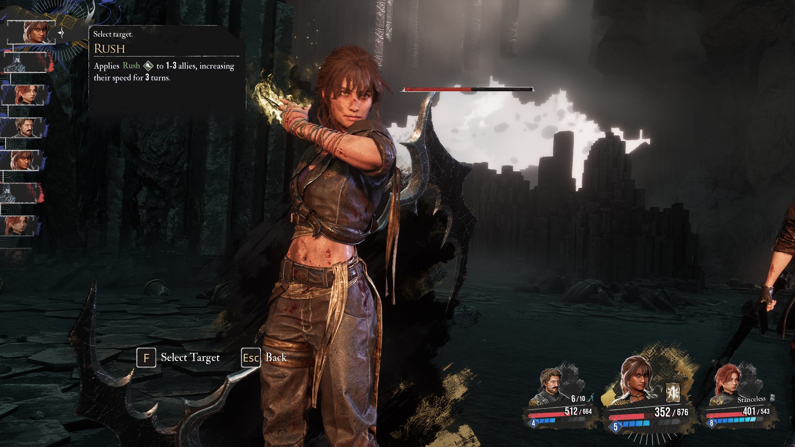 Clair Obscur: Expedition 33 is a highly interactive turn-based RPG. All characters have unique gameplay, like Sciel here who plays around using Sun and Moon charges.