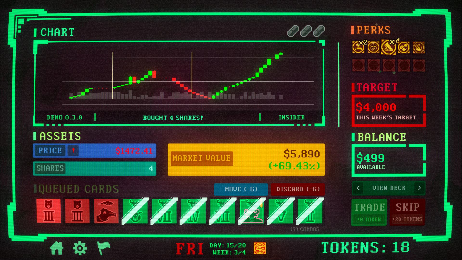 Combos in Insider Trading are important tools for affecting the stock price in a more significant way. Don’t let the stock price get too high, though, or it’ll become very difficult to deal with.