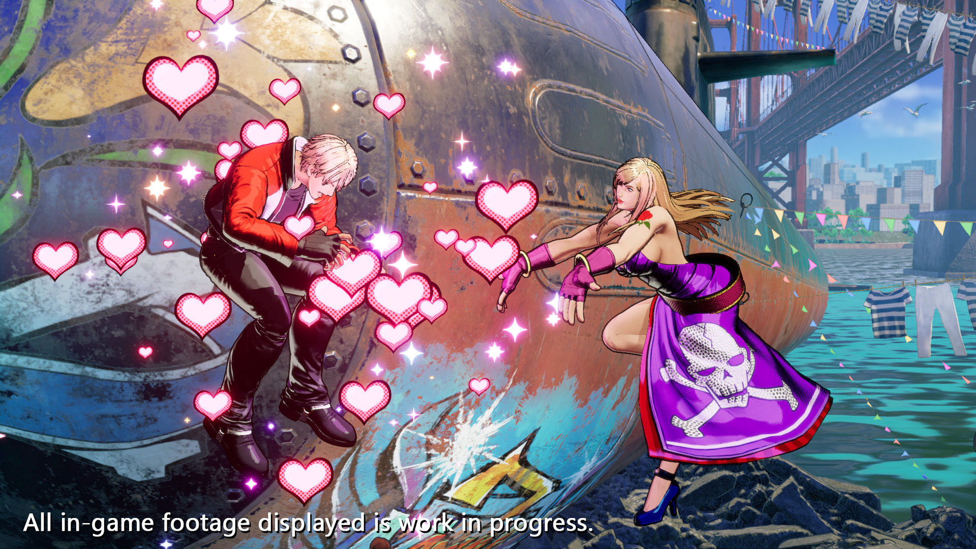 B. Jenet using a heart-heavy attack in the air in what is presumably her stage