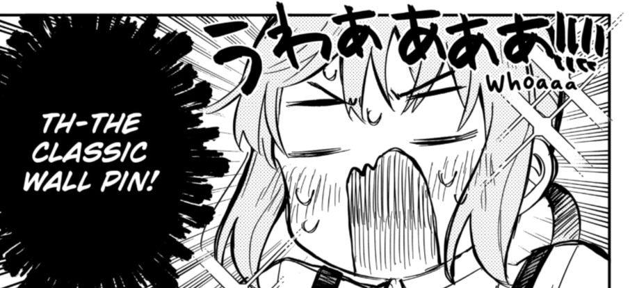 Rita blushing in anxiety, her typical response when she swoons for someone, early in the manga.