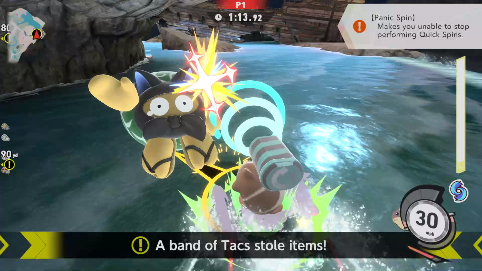 Rick defeating a Tac to gain multiple stat boosting items in City Trial.