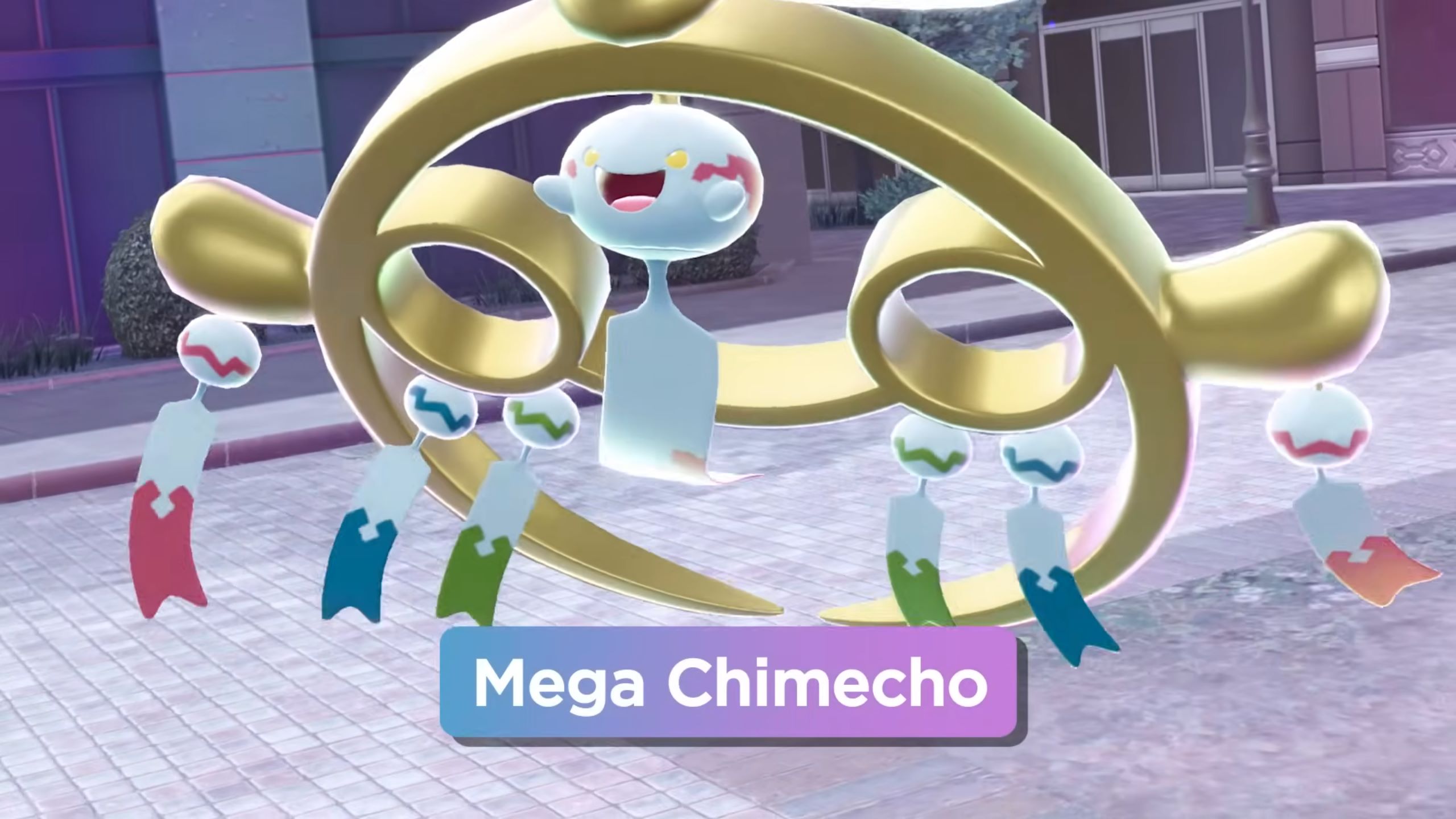 Mega Chimecho is one of the new Mega Evolutions in the Mega Dimensions DLC. Its design is based slightly on its pre-evolution, Chingling.