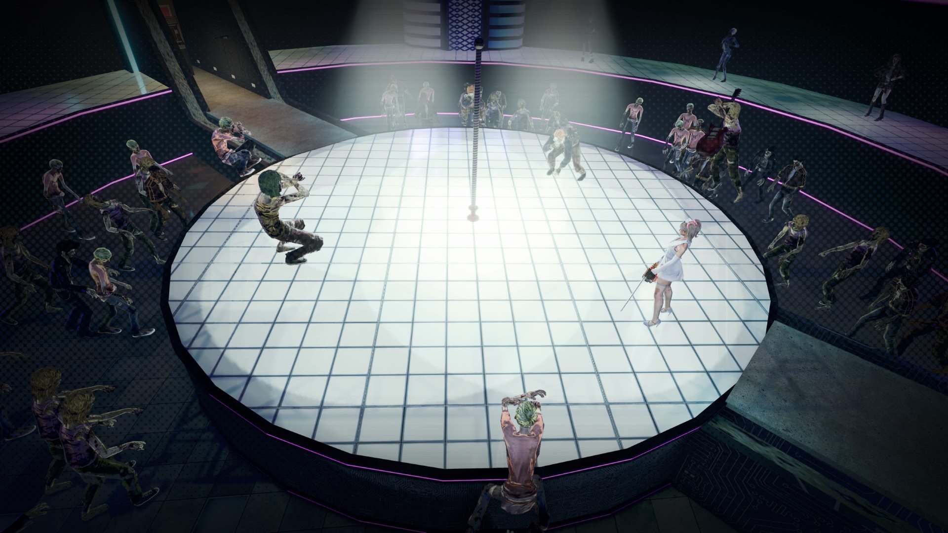 In one of the later stages, Juliet Starling finds herself on a 'dance floor' where she has to fight zombies approaching the stage