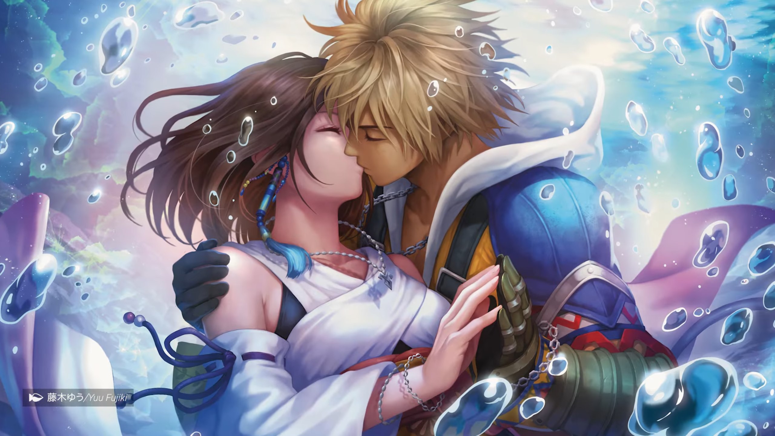 Yuna and Tidus kiss by Yuu Fujiki