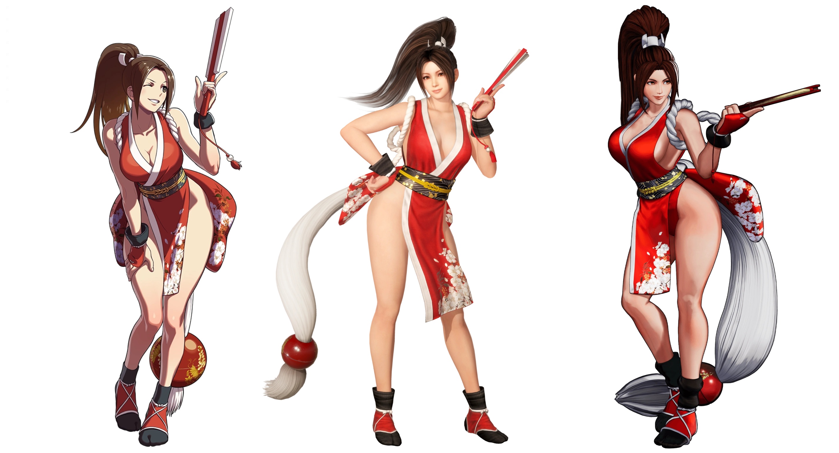 Since The King of Fighters XIV, Mai Shiranui's outfit has been covered with more floral patterns