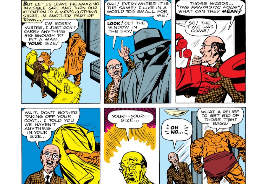 The Thing first appeared in a trench coat in Stan Lee and Jack Kirby's Fantastic Four #1