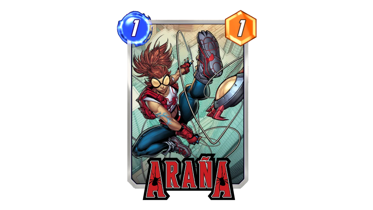 Arana base card art in Marvel Snap