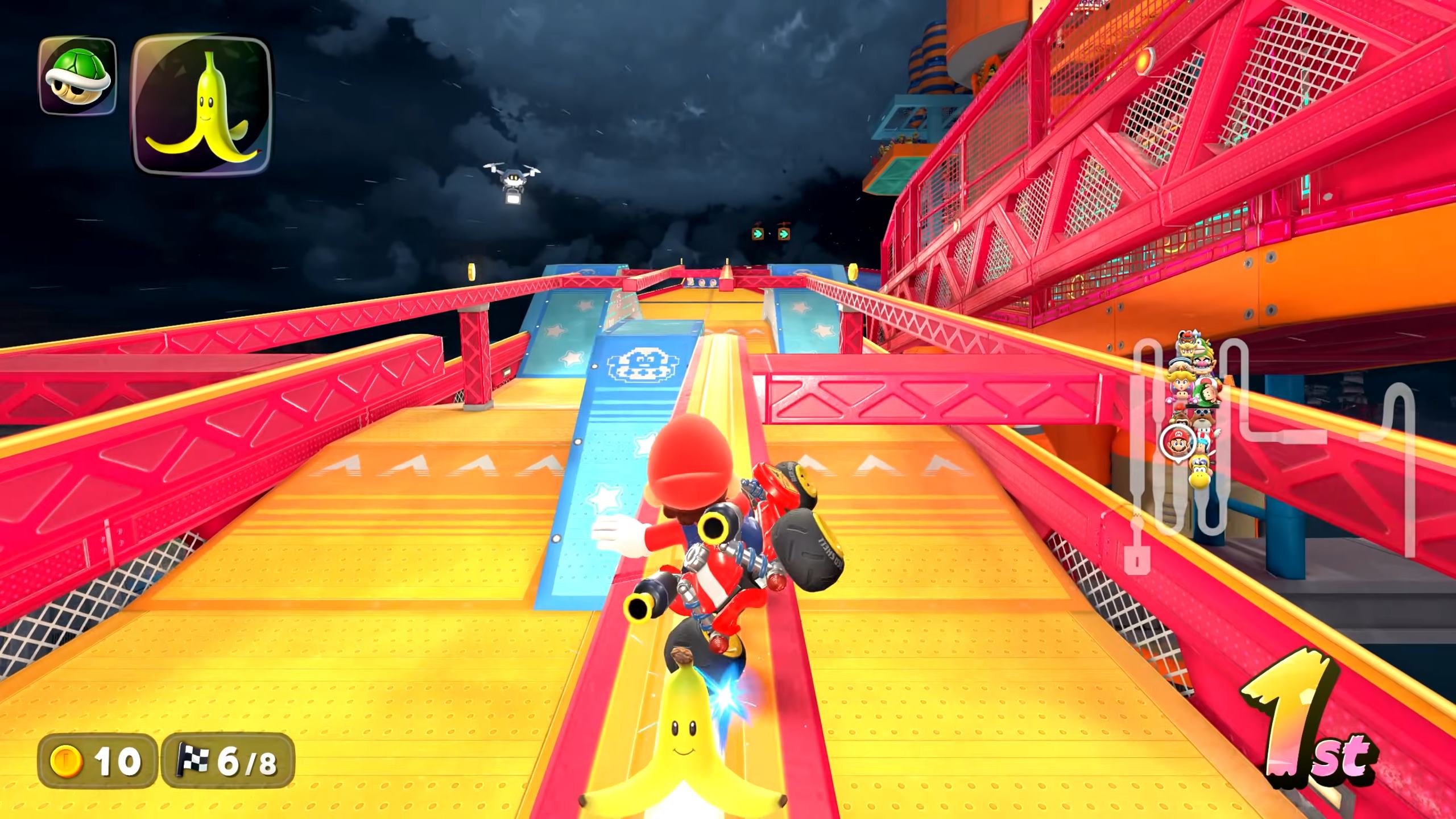 Mario rail riding in one of the later sections in DK Spaceport.