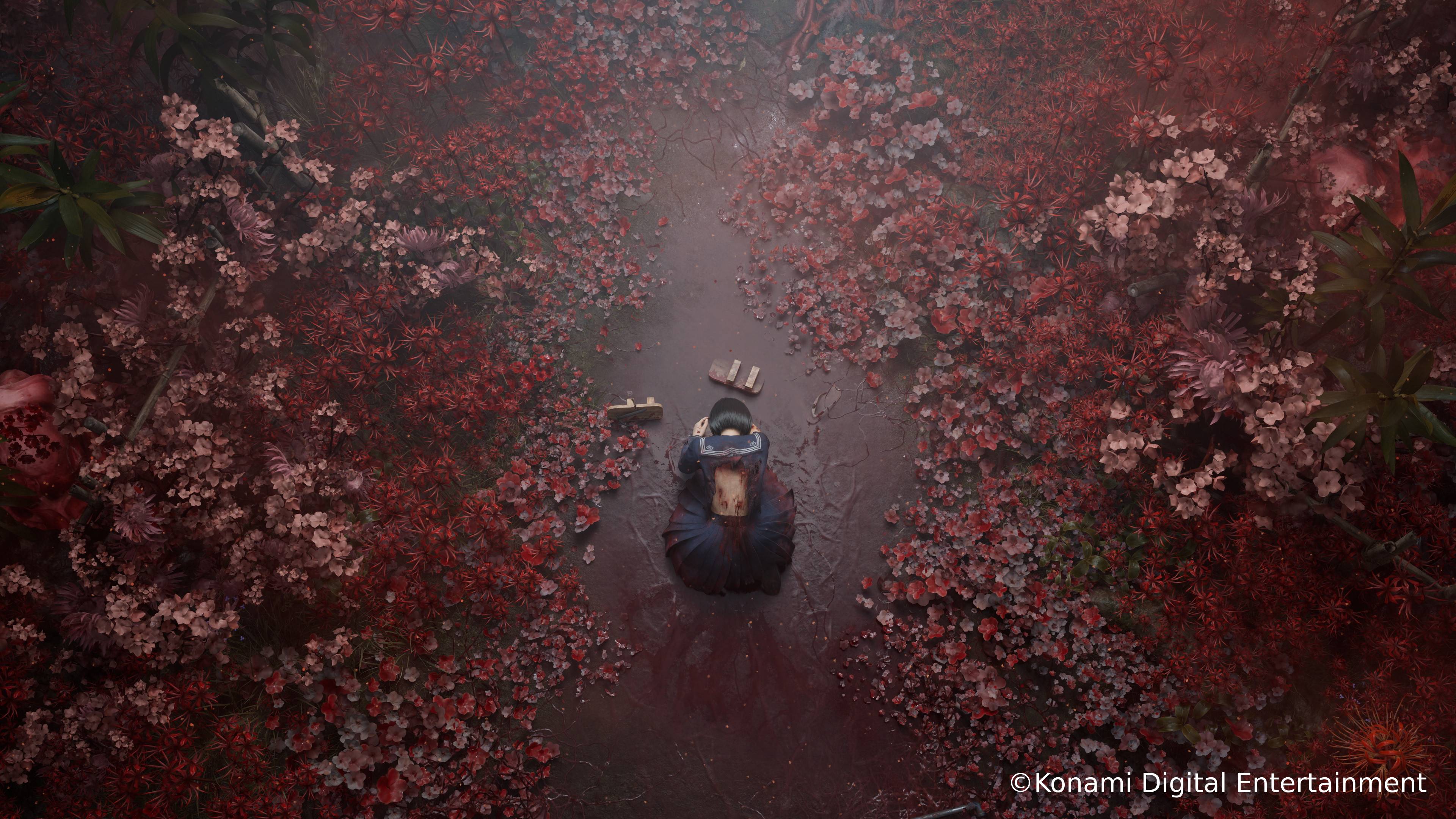 The red spider lilies surrounding Hanako are beautiful, but they are commonly associated with death. Horror in beauty will be a central theme for Silent Hill f.