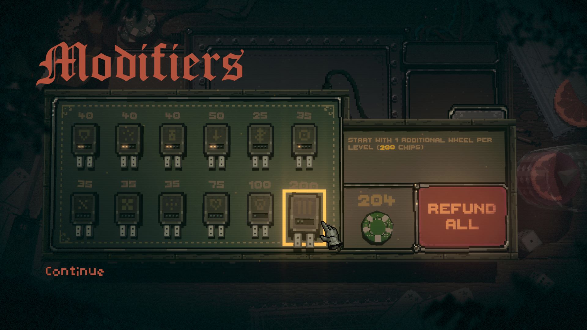 Modifiers are important upgrades to purse in Slots & Daggers, as the game encourages you to max them out to beat the game.