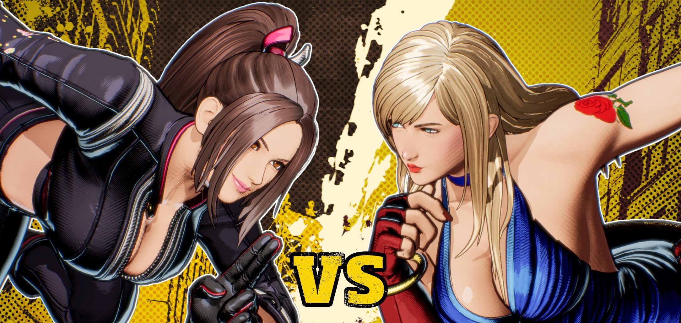Mai Shiranui vs B Jenet, intro match card in Fatal Fury: City of the Wolves