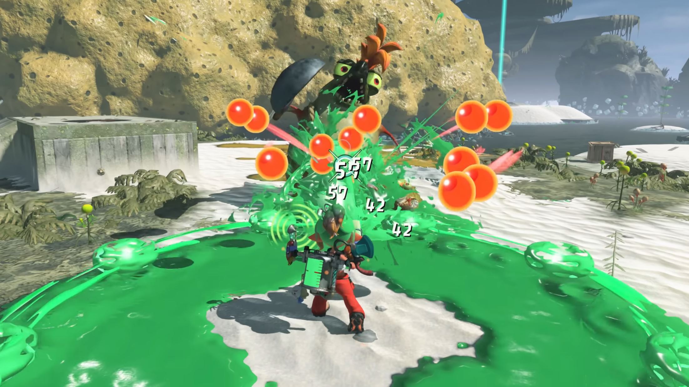 The main gameplay loop of Splatoon Raiders will have players fending off Salmonids in waves as they pursue treasures and relics.